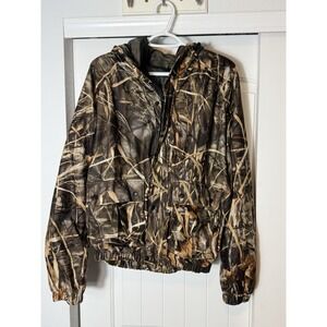 Vintage Y2K Advantage Camo Hooded Jacket Men's L Mesh‎ Lined Full Zip Mad Dog
